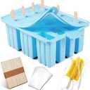 Popsicles Molds, Silicone ice Pop Mold Food Grade Cakesicles Mold For ice Cream 50 Popsicle Sticks 50 Popsicle Bag (Blue, 12 Cavities)