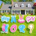 AerWo Gender Reveal Decorations Baby Shower Yard Signs with Stakes,Baby Gender Reveal Ideas Yard Letters Lawn Signs Boy or Girl Gender Reveal Party Supplies