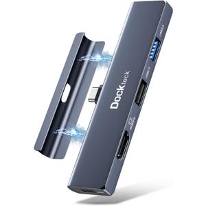 iPad Pro USB C Hub Multiport Adapter - Dockteck USBC Hub 5 in 1 with 100W PD, 4K 60Hz HDMI, Audio, USB 3.0, USB C Dock with Magnetic Grip for iPad Pro 12.9 2021 2020 2018, iPad Air, iPad mini 6