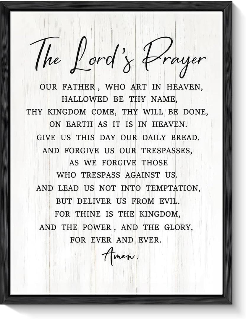 Floating Framed the Lords Prayer Canvas Wall Decor 16x24 Inch