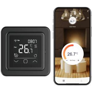 HEATIT Programmable Thermostat, WiFi Smart Thermostat for Electric Radiant Floor Heating with Touchscreen, 85V-265V Wide Voltage Range, Dual Sensing, Black