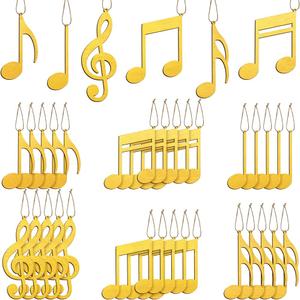 Jetec 36 Pcs Christmas Music Note Ornaments for Tree Treble Clef Wooden Christmas Vintage Musical Notes Decorative Hanging Music Ornament for Xmas Tree Decor(Gold)