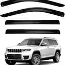 4pcs Smoke Tint Sun Rain Guard Vent Window Visors Compatible with 2021-2024 Jeep Grand Cherokee L, Outside Mount Tape On Style Acrylic Set of 4 Front+Rear