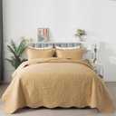 HoneiLife Queen Quilt Bedding Set - 3 Pieces Microfiber Quilt Sets Lightweight Bedspreads Reversible Coverlets Retro Bed Cover Paisley Pattern Bedding Set All Season Quilts-Yellow, Queen/Full-90"x96"