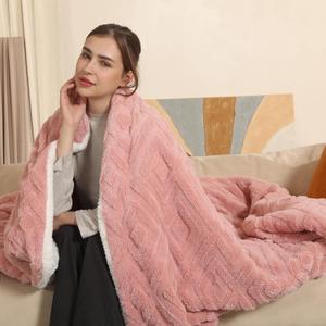 Electric Heated Throw Blanket, 50" x 60" Extra - Thick and Warm Heating Blanket with 4 Hour Auto Off & 5 Heating Levels, 3D Pattern Design and Overheating Protection, Baby Pink (Throw 50" x 60")