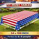 4th of July Decorations Set, Patriotic Party Supplies with American Flag Tablecloth, USA Flag Banner, Handheld Flags and Red White Blue Balloons, Independence Day Memorial Day Veterans Day Party Decor