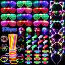 150PCS Glow in the Dark Party Supplies for Kids Adults, Light Up Party Favors with Light Up Glasses, Headband, Rings, 100 Glow Sticks Bulk Party Pack DIY Glow Necklaces Bracelets, Neon Party Supplies
