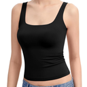 PUMIEY Women's Square Neck Tank Top Sleeveless Double Lined Basic Tops Sharp Collection 3 XL