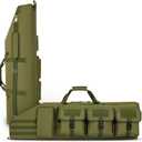 DULCE DOM Double Rifle Case 36/42/48 inch Soft Bag Tactical Backpack with Removable Dividers for Hunting Shooting Range, MOLLE System Multiple Magazine Pouches & Accessory Bags (Green)