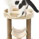 Amazon Basics Multi- Platform Cat Tree with Scratching Post for Indoor Cats up to 25lbs, 18 x 14 x 22 Inches, Beige