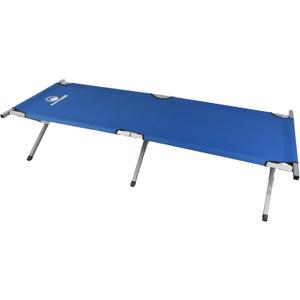 Smart Camping Cot - Portable Folding Camp Bed - 600D Sleeping Cot for Adults with Steel Frame Outdoors (Blue) Easy Set-Up