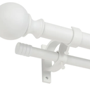 Double Curtain Rod 36 to 72 Inches, Adjustable Double Drapery Rod with Round & Barrel Finials, Window Treatment Decorative Curtain Rod, 1-Inch Front and 5/8 Inch Back Telescoping Curtain Rod White