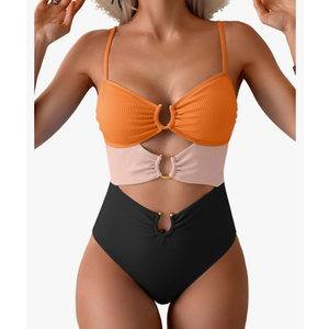 Eomenie One Piece Swimsuit for Women Ring Linked Monokini Sexy Bathing Suit Cutout Swim Suit S