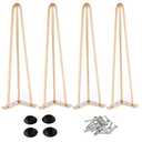 Osring 28 Inch Hairpin Table Legs with 1/2" Dia 3-Rods, Heavy Duty Metal Hairpin Furniture Leg for Coffee Table and Patio Bench, Gold Furniture Feet with Floor Protectors for Home DIY Project, 4