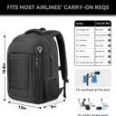 Large Travel Laptop Backpack, 17 Inch Laptop Backpack Airline Approved, Business Anti Theft Slim Sturdy Work Computer College High School Backpack Bag Fits 17.3 Inch Notebook for Men Women, Black