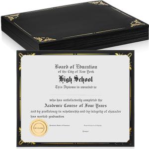 Fainne 50 Pcs Single Sided Certificate Holder Diploma Covers with Foil Border for 8.5 x 11 Inches Certificates Cardstock Document Papers Award Competition Supplies(Black, Gold)