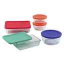 Pyrex Simply Store 18-Pc Glass Food Storage Containers Set, Round & Rectangle Glass Storage Containers with Lid, BPA-Free Lids, Non-Pourous Glass, Dishwasher, Microwave, Fridge and Freezer Safe