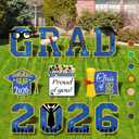 Graduation Decorations 2026 Blue and Gold, 11 Pcs Graduation Yard Signs Class of 2026, 15" Large Shimmering Grad Signs for Lawn Garden Pathway, High School College Grad Party Decor Outdoor
