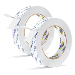 Double Sided Tape Heavy Duty White PE Foam Tape, 1 in X 16.5 Ft Mounting Tape Removable Strips Strong Weatherproof Adhesive Tape for Hanging Picture Poster, Carpets, Paint Wall No Damage, 2 Rolls