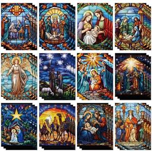 Cholemy 34 Set Nativity Scenes Christmas Cards with Envelopes Traditional Religious Holy Night Christmas Greeting Cards Nativity Scenes Church Xmas Decoration for Women Family Holiday Gift
