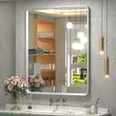24x32 Silver Bathroom Mirror, Silver Vanity Mirror for Wall, Rounded Rectangle Mirror with Beveled Border, Anti-Rust, Polished, Shatterproof (Horizontal/Vertical)