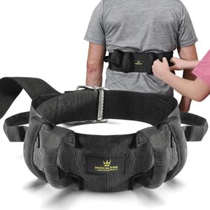 Medical king Gait Belt with 6 Handles Transfer Belt Fle to Unlock - 50" Holds up 500 LBS - or Lifting Seniors - Great Lift Belt for Elderly, Therapy, Handicap etc. Walking & Standing - Easy Buck