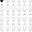 HEIGHT 5.6 Inches 120ML 4 Ounce - Set of 24 Classic Small Red Glasses Durable Clear White Lead-free Glass Cup For Party (Glass, 24Pcs4OZ)