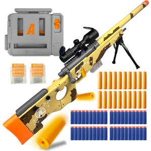 AGM MASTECH AWM Soft Bullet Toy Gun, Empty Shell Ejecting Design, Enhanced Scope, Dart Loader, 40 Soft Foam Darts, 20 Shells, 2 Magazines. Blasting Toy Foam Blaster for Boys and Girls (Yellow) AGM MASTECH AWM Soft Bullet Toy Gun, Empty Shell Ejecting Design, Enhanced Scope, Dart Loader, 40 Soft Foam Darts, 20 Shells, 2 Magazines. Blasting Toy Foam Blaster for Boys and Girls (Yellow)