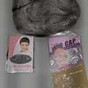 RENERSHOW Short Grey Curly Wigs for White Women Sliver Gray Synthetic Wig with Bangs Full Puffy Curly Grey Short Wig
