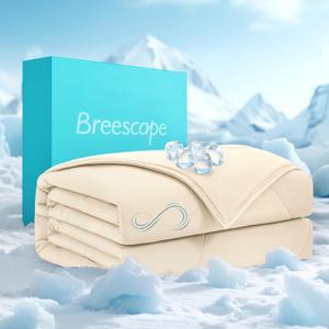 Breescape Cooling Comforter King Size - BlendTek Q-Max>0.46 Tech, Breathable Blanket for Hot Sleepers & Night Sweats Relief, Premium Lightweight Summer Bedding, 106x96 Inches, Ivory