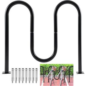 5 Bike Capacity Wave Bike Rack Commercial Bicycle Rack 40" L Heavy Duty Galvanized Steel Bicycle Organizer Ground Parking Stand for Outdoor Garages Streets Yards Parks Schools Sidewalks