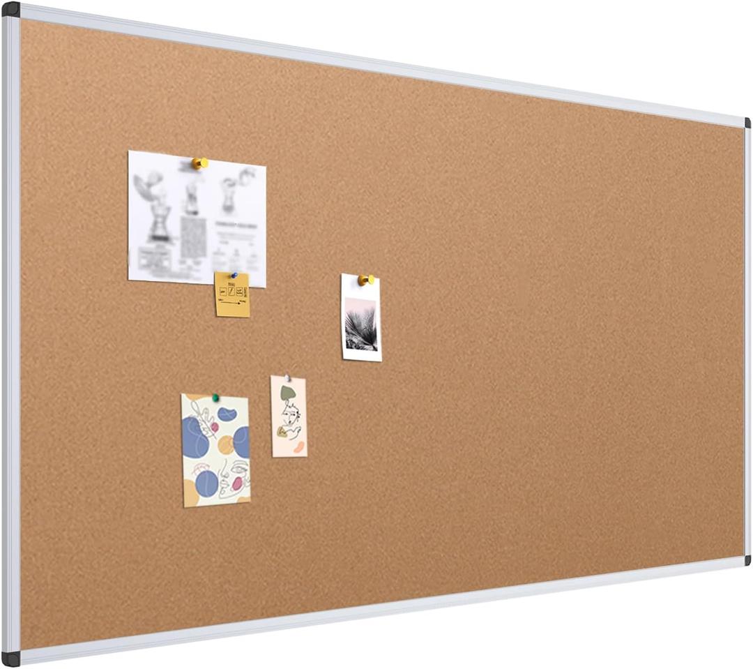 VIZ-PRO Large Cork Bulletin Board, 72 X 48 Inches, Wall-Mounted Corkboard with Silver Aluminium Frame for School, Office, and Home 6' x 4'