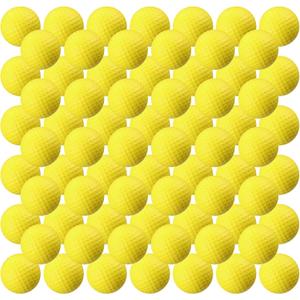 Junkin 80 Pcs Foam Golf Balls Rubber Practice Balls Realistic Feel and Flight Sport Training for Indoor or Outdoor Backyard Golf Training (Yellow)
