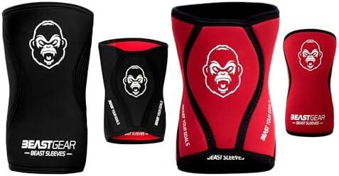 Beast Gear Knee Sleeves for Weightlifting - 5mm Reversible Neoprene Compression Sleeve Pack for Powerlifting, Squats & Running, medium