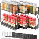 SpaceAid Pull Out Spice Rack Organizer for Cabinet, Heavy Duty Slide Out Seasoning Kitchen Organizer, Cabinet Organizer, with Labels, 7.7" W x10.75 D x10 H, 3 Drawers 2-Tier
