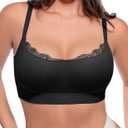 FeelinGirl Bras for Women No Underwire Lace Bralettes Wireless Full Coverage Seamless Bra Comfortable Everyday Bras No Padded (XX-Large, Black)