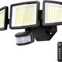 LED Security Lights Motion Sensor Light Outdoor, 7000LM, 6500K, Waterproof, Flood Light Outdoor Motion Detector with Adjustable 3 Head, Hardwired Wall Light for Entryway, Yard, Garage (1 Pack, Black 02)