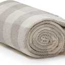 Americanflat 50x60 Throw Blanket - Soft and Breathable Cotton Throw Blanket for Couch, Bed, Chair - Decorative Blankets Perfect for Home, Office, or Outdoor Use - Cream and Beige Plaid Design