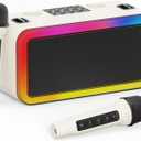 Portable Karaokee Machine 2 Microphones, Outdoor Bluetooth Speaker Karaoke Machine, Karaoke Microphone Machines Kid Adult Wireless PA TF USB Sound Effect Light Outdoor/Indoor Home Party, Brown