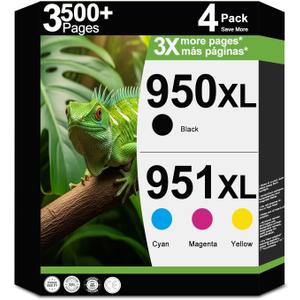 950XL 951XL Ink Cartridges Compatible Replacement for HP 950 951 XL Combo Fit for OfficeJet Pro 8600, 8610, 8615, 8620, 8625, 8630, 8640, 8660, 8100, 8110, 251DW, 276DW Printers (4-Pack, C/Y/M/K)