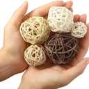 Patelai 36 Pcs Wicker Rattan Balls Decorative Balls for Vase Centerpiece Bowls Orbs Filler for Home Decor,4 Sizes(White, Wood Color, Light Tan, Coffee,2.4'',2'',1.6'',1.2'')