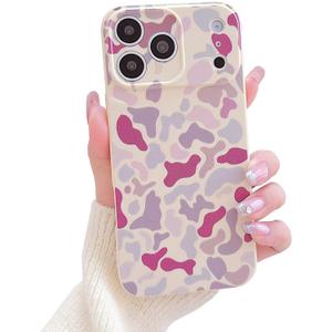 for iPhone 17 Pro CaseCute Aesthetics Leopard Print Camo Pattern for Girls Women Thin and Light Phone Protective Case,Soft TPU Shockproof Anti-Slip,for iPhone 17 Pro-Yellow
