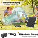 Fanspex 16" Solar Rechargeable Floor Fan for Outdoor, Large Battery Operated Fan with 35W Solar Panel Powered for Patio Gazebo Camping, 360° Tilt