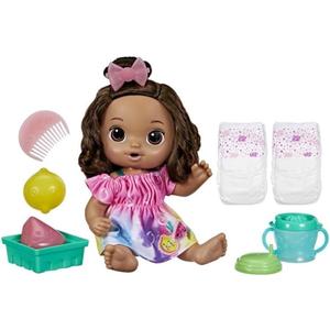Baby Alive Fruity Sips Doll, Lemon, Toys for 3 Year Old Girls, 12-inch Baby Doll Set, Drinks & Wets, Pretend Juicer, Kids 3 and Up, Brown Hair (Taille unique)