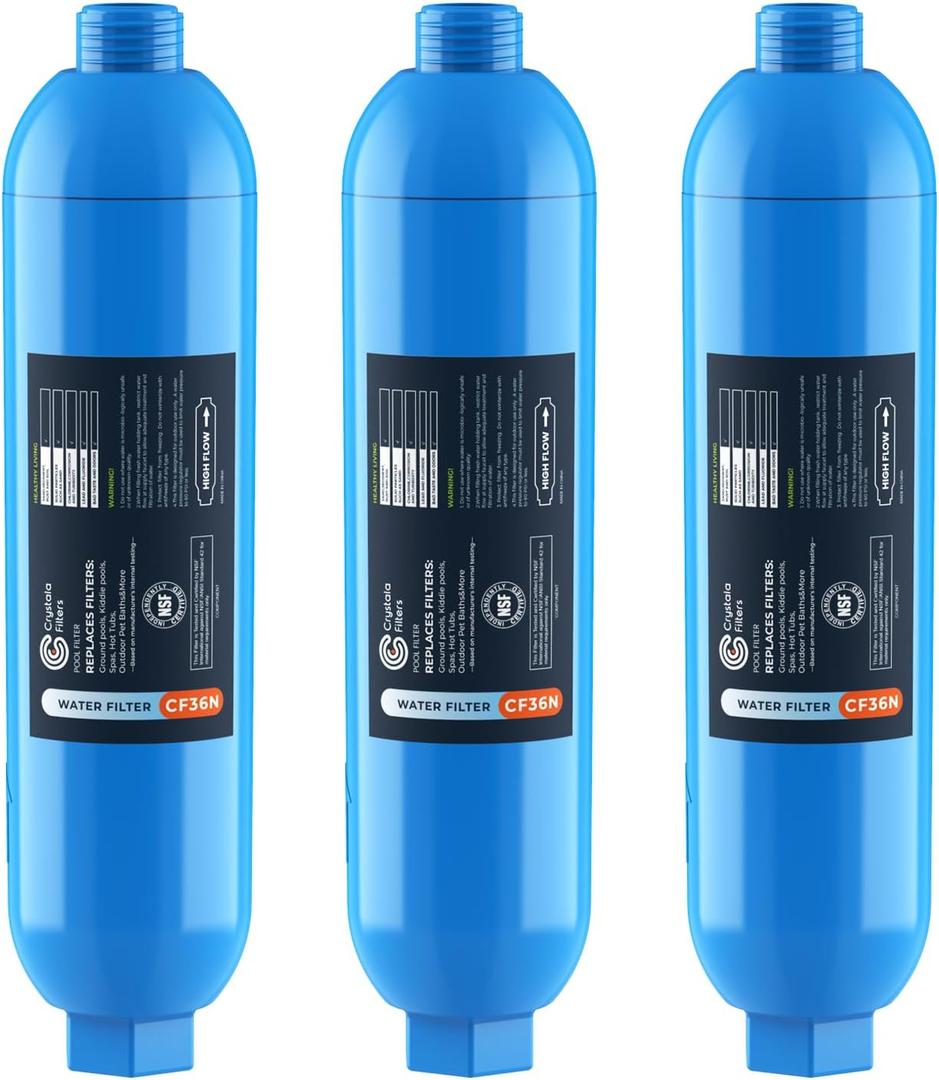 Crystala Garden Hose End Pre-Filter for Swimming Pool, Hot Tubs, Spa, Inflatable Pool, Ponds, Greatly Reduces Bad Taste, Odors, Chlorin and Sediment, up to 8,000 Gallons, 3 Pack