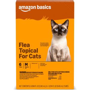 Amazon Basics Preventative Topical Flea Treatment and Control for Medium Cats (5-9 Pounds), Fast-Acting, Kills Fleas, Prevents Infestations, 6-Count