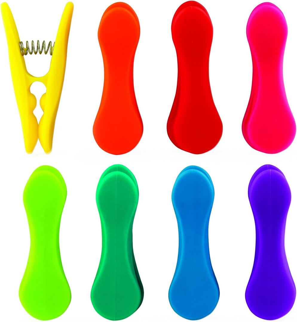 Kikkerland Rainbow Bag Clips (Set of 8), Multicolor