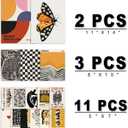 ANERZA 16 PCS Eclectic Wall Art Decor, Modern Maximalist Wall Prints for Bedroom, Bauhaus Posters for Room Aesthetic, Retro Abstract Wall Collage Kit for Living Room, Funky Dorm Gallery Home Decor (11"x14" Unframed, Orange)