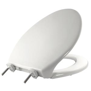 BEMIS Commercial Closed Front Plastic Toilet Seat, Heavy Duty Industrial Seat with Lid, Secure Installation for Long Lasting Hospitality Use, Elongated, White