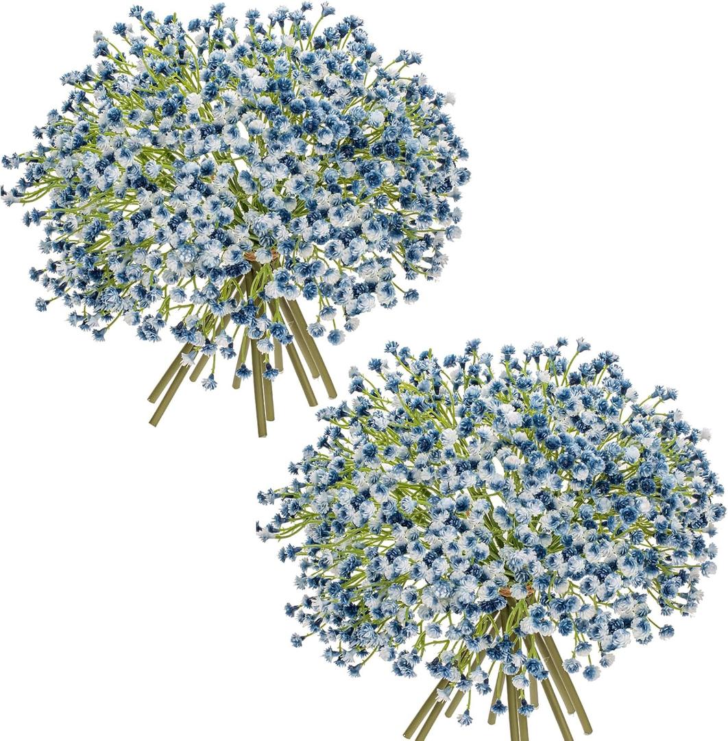 Baby's Breath Artificial Flowers Bulk 20 Pack (60pcs) Faux Baby Breath Plastic Flower Fake Gypsophila Flower Arrangement for Crafts Fake Flowers Bouquet for Wedding Centerpieces Blue Baby Breath